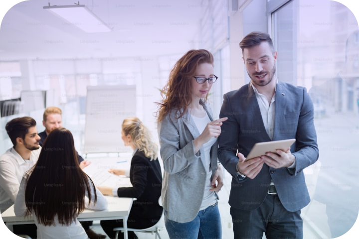 Team discussing leadership and career pathways