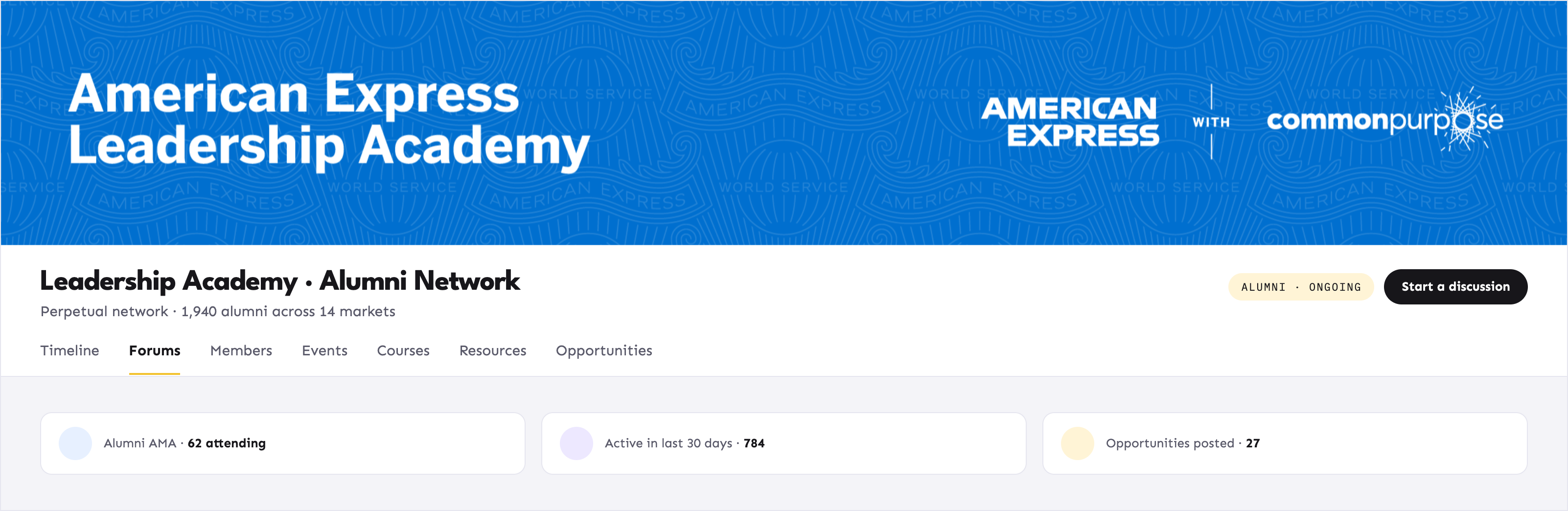 American Express Leadership Academy branded hub